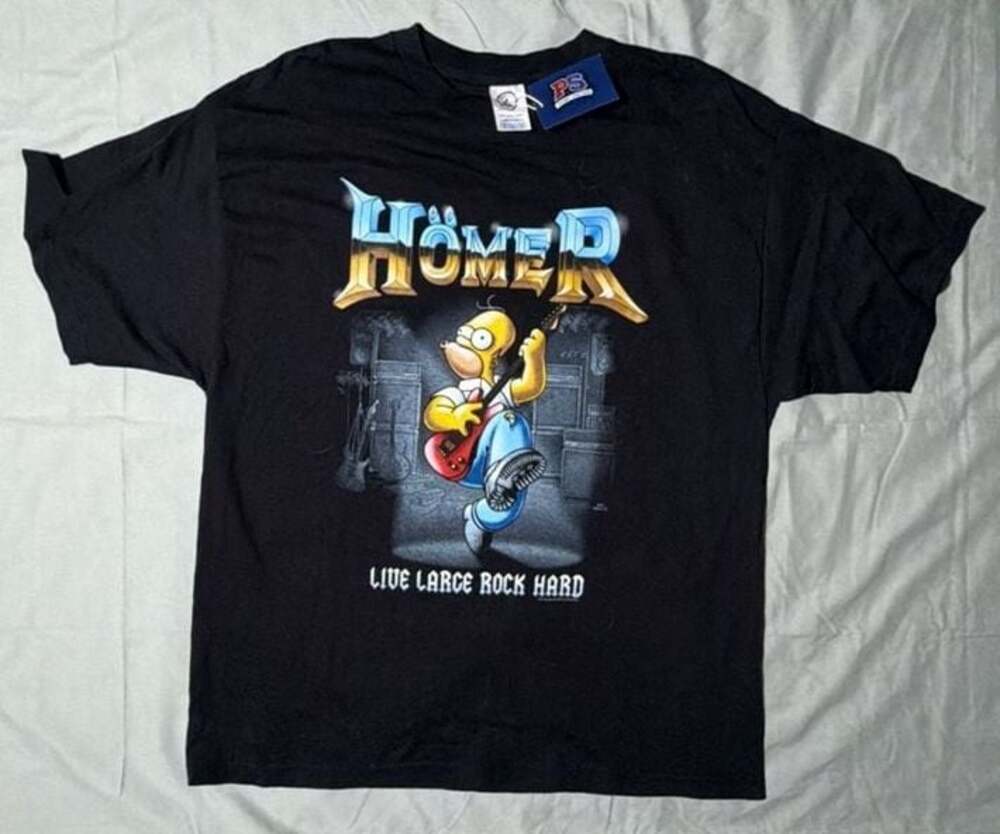 Vintage 2005 The Simpsons Homer Live Large Rock Hard T-Shirt Size XL
